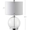 SAFAVIEH Lighting Collection Lonni Clear/ Chrome 23-inch Bedroom Living Room Home Office Desk Nightstand Round Table Lamp Set of 2 (LED Bulbs Included)(Clear/Chrome – Set of 2)