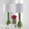 SAFAVIEH Lighting Collection Mae Long Neck Modern Contemporary Green Ceramic 31-inch Bedroom Living Room Home Office Desk Nightstand Table Lamp Set of 2 (LED Bulbs Included)(Green – Set of 2)