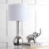 SAFAVIEH Lighting Collection Mae Long Neck Modern Contemporary Green Ceramic 31-inch Bedroom Living Room Home Office Desk Nightstand Table Lamp Set of 2 (LED Bulbs Included)(Silver – Set of 2)