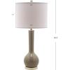 SAFAVIEH Lighting Collection Mae Long Neck Modern Contemporary Green Ceramic 31-inch Bedroom Living Room Home Office Desk Nightstand Table Lamp Set of 2 (LED Bulbs Included)(Taupe – Set of 2)