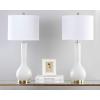 SAFAVIEH Lighting Collection Mae Long Neck Modern Contemporary Green Ceramic 31-inch Bedroom Living Room Home Office Desk Nightstand Table Lamp Set of 2 (LED Bulbs Included)(White)