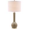 SAFAVIEH Lighting Collection Mae Long Neck Modern Contemporary Green Ceramic 31-inch Bedroom Living Room Home Office Desk Nightstand Table Lamp Set of 2 (LED Bulbs Included)(Taupe – Set of 2)