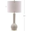 SAFAVIEH Lighting Collection Mae Long Neck Modern Contemporary Green Ceramic 31-inch Bedroom Living Room Home Office Desk Nightstand Table Lamp Set of 2 (LED Bulbs Included)(Light Grey – Set of 2)