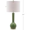 SAFAVIEH Lighting Collection Mae Long Neck Modern Contemporary Green Ceramic 31-inch Bedroom Living Room Home Office Desk Nightstand Table Lamp Set of 2 (LED Bulbs Included)(Green – Set of 2)