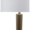 SAFAVIEH Lighting Collection Mae Long Neck Modern Contemporary Green Ceramic 31-inch Bedroom Living Room Home Office Desk Nightstand Table Lamp Set of 2 (LED Bulbs Included)(Taupe – Set of 2)