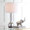 SAFAVIEH Lighting Collection Mae Long Neck Modern Contemporary Green Ceramic 31-inch Bedroom Living Room Home Office Desk Nightstand Table Lamp Set of 2 (LED Bulbs Included)(Silver – Set of 2)