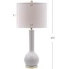 SAFAVIEH Lighting Collection Mae Long Neck Modern Contemporary Green Ceramic 31-inch Bedroom Living Room Home Office Desk Nightstand Table Lamp Set of 2 (LED Bulbs Included)(White)