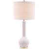 SAFAVIEH Lighting Collection Mae Long Neck Modern Contemporary Green Ceramic 31-inch Bedroom Living Room Home Office Desk Nightstand Table Lamp Set of 2 (LED Bulbs Included)(White)