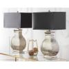 SAFAVIEH Lighting Collection Malaga Silver/ Black Rectangle Shade 30-inch Bedroom Living Room Home Office Desk Nightstand Table Lamp Set of 2 (LED Bulbs Included)