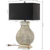 SAFAVIEH Lighting Collection Malaga Silver/ Black Rectangle Shade 30-inch Bedroom Living Room Home Office Desk Nightstand Table Lamp Set of 2 (LED Bulbs Included)