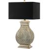 SAFAVIEH Lighting Collection Malaga Silver/ Black Rectangle Shade 30-inch Bedroom Living Room Home Office Desk Nightstand Table Lamp Set of 2 (LED Bulbs Included)