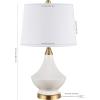 SAFAVIEH Lighting Collection Marlowe Modern White Glass 25-inch Bedroom Living Room Home Office Desk Nightstand Table Lamp Set of 2 (LED Bulbs Included)