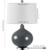 SAFAVIEH Lighting Collection Masera Modern Grey Glass 25-inch Bedroom Living Room Home Office Desk Nightstand Table Lamp Set of 2 (LED Bulbs Included)