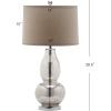 SAFAVIEH Lighting Collection Mercurio Crackle Glass Double Gourd 29-inch Bedroom Living Room Home Office Desk Nightstand Table Lamp Set of 2 (LED Bulbs Included)(Silver)