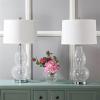 SAFAVIEH Lighting Collection Mercurio Crackle Glass Double Gourd 29-inch Bedroom Living Room Home Office Desk Nightstand Table Lamp Set of 2 (LED Bulbs Included)(Glass)