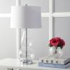 SAFAVIEH Lighting Collection Mercurio Crackle Glass Double Gourd 29-inch Bedroom Living Room Home Office Desk Nightstand Table Lamp Set of 2 (LED Bulbs Included)(Clear)