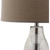 SAFAVIEH Lighting Collection Mercurio Crackle Glass Double Gourd 29-inch Bedroom Living Room Home Office Desk Nightstand Table Lamp Set of 2 (LED Bulbs Included)(Silver)