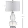 SAFAVIEH Lighting Collection Mercurio Crackle Glass Double Gourd 29-inch Bedroom Living Room Home Office Desk Nightstand Table Lamp Set of 2 (LED Bulbs Included)(Clear)