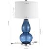 SAFAVIEH Lighting Collection Mercurio Crackle Glass Double Gourd 29-inch Bedroom Living Room Home Office Desk Nightstand Table Lamp Set of 2 (LED Bulbs Included)(Blue)