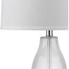 SAFAVIEH Lighting Collection Mercurio Crackle Glass Double Gourd 29-inch Bedroom Living Room Home Office Desk Nightstand Table Lamp Set of 2 (LED Bulbs Included)(Clear)