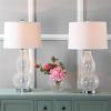 SAFAVIEH Lighting Collection Mercurio Crackle Glass Double Gourd 29-inch Bedroom Living Room Home Office Desk Nightstand Table Lamp Set of 2 (LED Bulbs Included)(Glass)