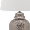 SAFAVIEH Lighting Collection Metallica Silver Ginger Jar 28-inch Bedroom Living Room Home Office Desk Nightstand Table Lamp Set of 2 (LED Bulbs Included)(Silver)