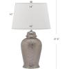 SAFAVIEH Lighting Collection Metallica Silver Ginger Jar 28-inch Bedroom Living Room Home Office Desk Nightstand Table Lamp Set of 2 (LED Bulbs Included)(Silver)