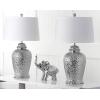 SAFAVIEH Lighting Collection Metallica Silver Ginger Jar 28-inch Bedroom Living Room Home Office Desk Nightstand Table Lamp Set of 2 (LED Bulbs Included)(Silver)