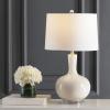 SAFAVIEH Lighting Collection Nilla Modern Contemporary Cream/ Clear 27-inch Bedroom Living Room Home Office Desk Nightstand Table Lamp Set of 2 (LED Bulbs Included)(Cream – Set of 2)