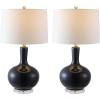 SAFAVIEH Lighting Collection Nilla Modern Contemporary Cream/ Clear 27-inch Bedroom Living Room Home Office Desk Nightstand Table Lamp Set of 2 (LED Bulbs Included)(Navy – Set of 2)