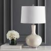 SAFAVIEH Lighting Collection Nilla Modern Contemporary Cream/ Clear 27-inch Bedroom Living Room Home Office Desk Nightstand Table Lamp Set of 2 (LED Bulbs Included)(Cream – Set of 2)