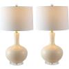 SAFAVIEH Lighting Collection Nilla Modern Contemporary Cream/ Clear 27-inch Bedroom Living Room Home Office Desk Nightstand Table Lamp Set of 2 (LED Bulbs Included)(Cream – Set of 2)