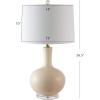 SAFAVIEH Lighting Collection Nilla Modern Contemporary Cream/ Clear 27-inch Bedroom Living Room Home Office Desk Nightstand Table Lamp Set of 2 (LED Bulbs Included)(Cream – Set of 2)