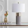 SAFAVIEH Lighting Collection Oliver Modern Contemporary Farmhouse Grey Concrete/ Gold Bedroom Living Room Home Office Desk Nightstand Table Lamp Set of 2 (LED Bulbs Included)
