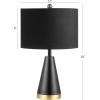 SAFAVIEH Lighting Collection Penla Modern Contemporary Black/ Brass Gold 20-inch Bedroom Living Room Home Office Desk Nightstand Table Lamp Set of 2 (LED Bulbs Included)