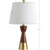 SAFAVIEH Lighting Collection Renni Modern Contemporary Brown/ Brass Gold 21-inch Bedroom Living Room Home Office Desk Nightstand Table Lamp Set of 2 (LED Bulbs Included)