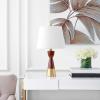 SAFAVIEH Lighting Collection Renni Modern Contemporary Brown/ Brass Gold 21-inch Bedroom Living Room Home Office Desk Nightstand Table Lamp Set of 2 (LED Bulbs Included)