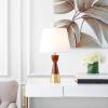 SAFAVIEH Lighting Collection Renni Modern Contemporary Brown/ Brass Gold 21-inch Bedroom Living Room Home Office Desk Nightstand Table Lamp Set of 2 (LED Bulbs Included)