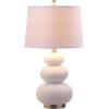 SAFAVIEH Lighting Collection Rita Modern Contemporary White Triple Gourd Studded 29-inch Bedroom Living Room Home Office Desk Nightstand Table Lamp Set of 2 (LED Bulbs Included)