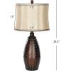 SAFAVIEH Lighting Collection Santa Fe Rustic Brown Studded Faux Leather 29-inch Bedroom Living Room Home Office Desk Nightstand Table Lamp Set of 2 (LED Bulbs Included)