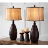 SAFAVIEH Lighting Collection Santa Fe Rustic Brown Studded Faux Leather 29-inch Bedroom Living Room Home Office Desk Nightstand Table Lamp Set of 2 (LED Bulbs Included)