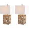 SAFAVIEH Lighting Collection Turner Rustic Farmhouse Brown Rectangle Shade 25-inch Bedroom Living Room Home Office Desk Nightstand Table Lamp Set of 2 (LED Bulbs Included)