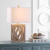 SAFAVIEH Lighting Collection Turner Rustic Farmhouse Brown Rectangle Shade 25-inch Bedroom Living Room Home Office Desk Nightstand Table Lamp Set of 2 (LED Bulbs Included)