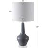SAFAVIEH Lighting Collection Velor Blue Glass 24-inch Bedroom Living Room Home Office Desk Nightstand Table Lamp Set of 2 (LED Bulbs Included)(Grey – Set of 2)