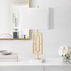 SAFAVIEH Lighting Collection Yara Gold Iron 26-inch Bedroom Living Room Home Office Desk Nightstand Table Lamp Set of 2 (LED Bulbs Included)