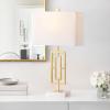 SAFAVIEH Lighting Collection Yara Gold Iron 26-inch Bedroom Living Room Home Office Desk Nightstand Table Lamp Set of 2 (LED Bulbs Included)