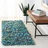 SAFAVIEH Rio Shag Collection Area Rug – 5′ x 8′, Green & Multi, Handmade Decorative, 3.5-inch Thick Ideal for High Traffic Areas in Living Room, Bedroom (SG951A)(Blue/Multi)