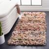 SAFAVIEH Rio Shag Collection Area Rug – 5′ x 8′, Green & Multi, Handmade Decorative, 3.5-inch Thick Ideal for High Traffic Areas in Living Room, Bedroom (SG951A)(Blush)