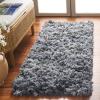 SAFAVIEH Rio Shag Collection Area Rug – 5′ x 8′, Green & Multi, Handmade Decorative, 3.5-inch Thick Ideal for High Traffic Areas in Living Room, Bedroom (SG951A)(Light Grey)
