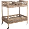 Safavieh Home Collection Ambrose BCT6500A Grey Wash and Antique Brass 2 Tier Rattan Bar Cart